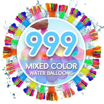 Abbildung von 999 Stück Wasser Bomben Mega Pack,Schnellfüller Wasserballons, Wasserbomben Selbstschließend mit 2 Wiederverwendbare Wasserhahn Anschluss,Bunt Wasserballons für Strände, Poolparty
