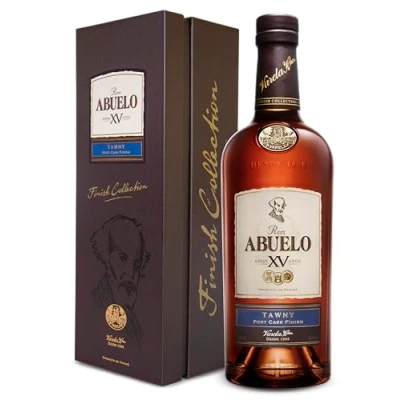 Abbildung von Ron Abuelo Finish Collection Tawny ( 1 x 0,7l) 15 Jahre alter Rum aus Panama, gefinished in einem ehemaligen Portwein Fass pur oder auf Eis zu genießen 40% Vol.