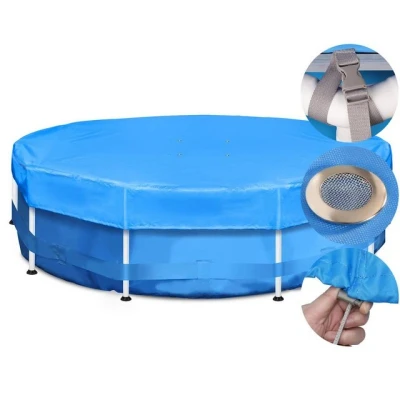 Abbildung von Sekey Pool Abdeckplane Poolabdeckung Rund Swimmingpool Sommer &amp; Winter Schwimmbad, aus 420D Oxford, keine zusätzlichen Befestigungen nötig