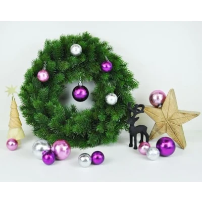 Abbildung von JACK by Inge 50x Kunststoff Kugeln Eislack Christbaumkugeln Ø 4+6cm inkl. Haken Violett Flieder Silber