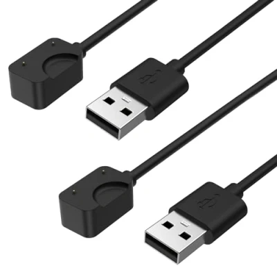 Abbildung von MoKo 2 Stück Ladegerät Kompatibel mit Samsung Galaxy Fit 3, Magnetisches Ladestation 1M USB Ladekabel Kabel, Schwarz