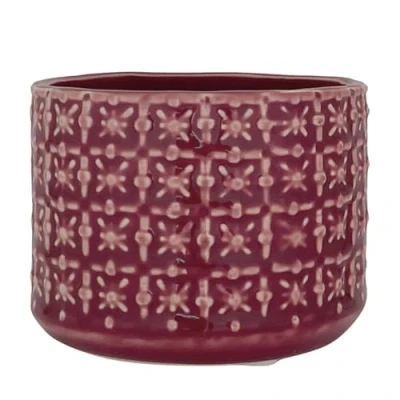 Abbildung von Nordring Retro Übertopf Vintage Pflanztopf für Zimmerplanzen, Sukkulenten Blumentopf Cross S (10 cm ø), rot, Keramik