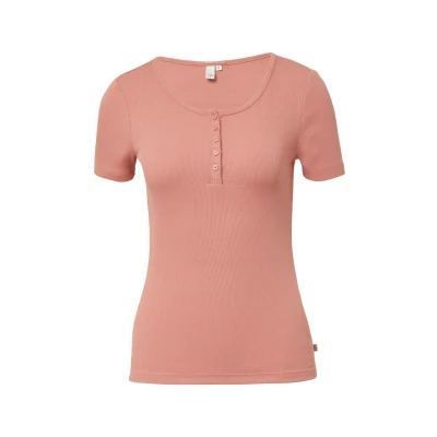 Abbildung von QS MIT Knopfleiste Tshirt basic, Damen, Größe: Small, Papaya