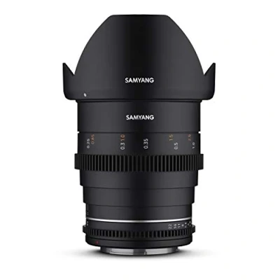 Abbildung von Samyang 23002 MF 24mm T1,5 VDSLR MK2 Nikon F lichtstarkes Weitwinkel Cine und Video Objektiv für Mount, 24 mm Festbrennweite, Follow Focus Zahnkränze Vollformat APS C, 8K Auflösung