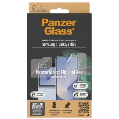 Abbildung von Samsung Galaxy Z Flip 6 Panzerglas PanzerGlass Anti Bacterial Case Friendly Screenprotector smartphone Antibakterieller Screen