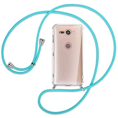 Abbildung von mtb more energy® Handykette kompatibel mit Sony Xperia XZ2 Compact (5.0&#039;&#039;) türkis Smartphone Hülle zum Umhängen Anti Shock Full TPU Case