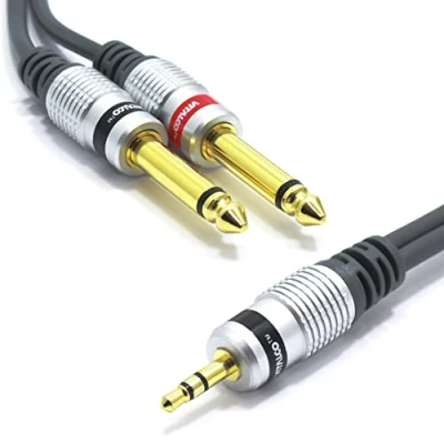 Abbildung von VITALCO 3.5mm auf 2x 6.3mm Klinke Kabel 3m 3.5 Stereo Aux zu Dual große Mono 6.35mm Klinkenstecker Audio Adapter