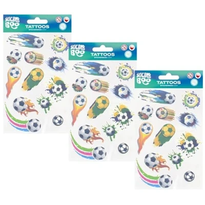Abbildung von Sarcia.eu Stickerbuch Fußball Kinder Tattoo Set, abwaschbare Tattoos x3