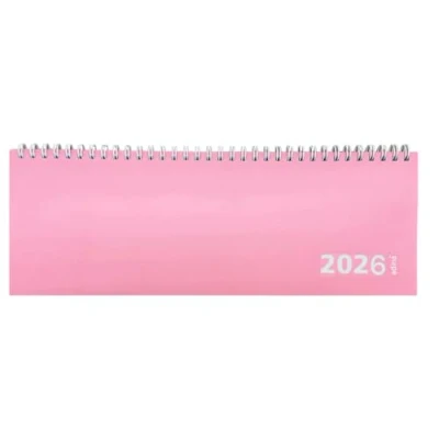 Abbildung von 2026 ADINA Tischquerkalender 1W/1S Kartondeckel Schreibtischkalender Tischkalender 30x10cm pink