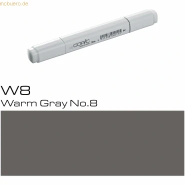 Abbildung von COPIC Classic Marker Typ W 8, warm gray No. professioneller Layoutmarker, mit einer breiten und feinen Spitze