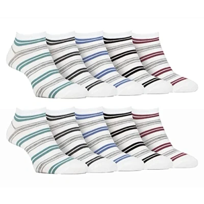 Abbildung von Farah 10er Pack Herren Sneaker Socken Qualität Kurz Bambussocken (39 45, Weiß Streifen)