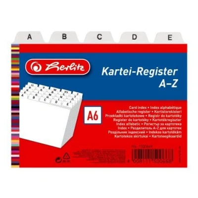 Abbildung von Herlitz 1500669 Karteiregister A6 Kunststoff PP 25 teilig A Z weiß (10x DIN A6)