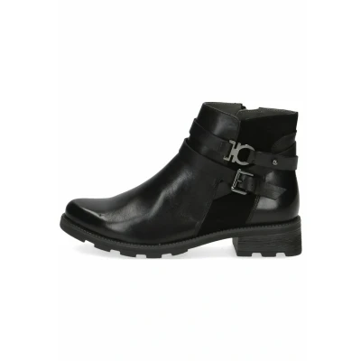 Abbildung von CAPRICE Damen Stiefeletten ohne Absatz Airmotion aus Leder Flach Weite G, Schwarz (Black Comb), 38.5 EU