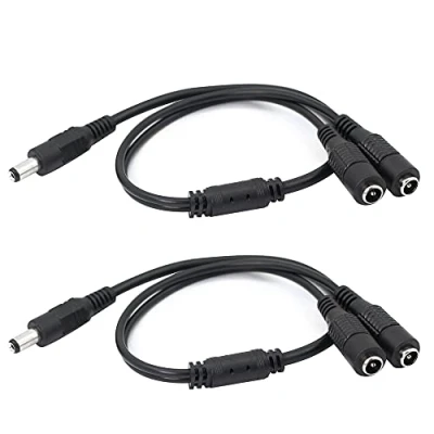 Abbildung von GINTOOYUN DC Stromverlängerungskabel ， 5,5 mm x 2,1 1 Stecker auf 2 Buchsenadapterkabel für CCTV Überwachungskameras, Überwachungsrouter, DVR und mehr （2PCS