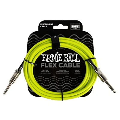Abbildung von Ernie Ball Flex Instrument Cable Straight/Straight Grün 3 m Gerade Klinke