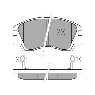 Abbildung von MEYLE 025 213 7316/W Bremsbelagsatz ORIGINAL Quality Vorderachse mit akustischer Verschleißwarnung Anti Quietsch Blech MITSUBISHI: PAJERO 2