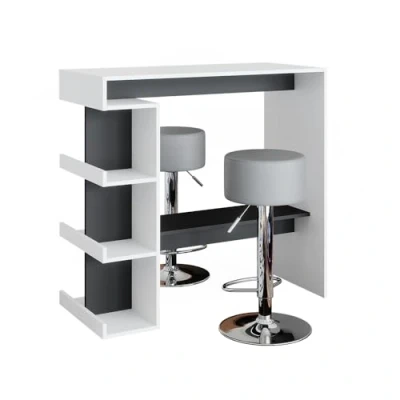 Abbildung von Vicco Bartisch Dana, Weiß/Anthrazit, 108 x 50 cm mit 2 Barhockern