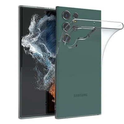 Abbildung von EAZY CASE Hülle kompatibel mit Samsung Galaxy S22 Ultra 5G Schutzhülle Silikon, dünn, Slimcover, Handyhülle, Silikonhülle, Backcover, Durchsichtig, Klar Transparent