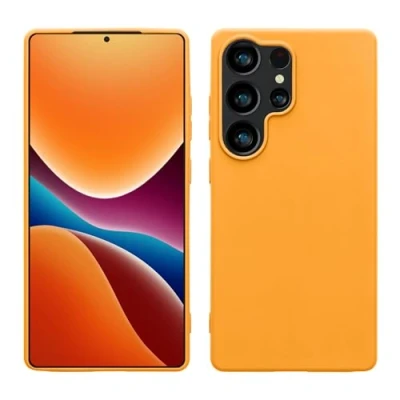 Abbildung von kwmobile Hülle kompatibel mit Samsung Galaxy S25 Ultra weiches TPU Silikon Case Cover geeignet für kabelloses Laden Fruity Orange