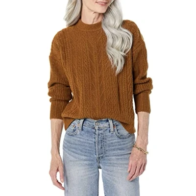 Abbildung von Amazon Essentials Damen Moderner Soft Touch Pullover Mit Rundhalsausschnitt (Erhältlich In Übergröße), Dunkles Kamelbraun, L