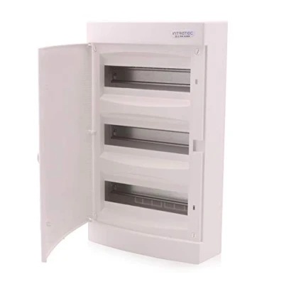 Abbildung von Intratec Sicherungskasten Aufputz, IP40 Verteilerkasten Gehäuse innen, mit weißer Tür für Trockenraum Installation, 3 reihig, 36 Module, 485 x 287 112 mm, Weiß