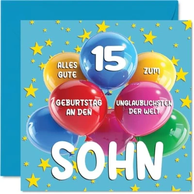 Abbildung von Stuff4 15. Geburtstagskarte Sohn Unglaublichsten der Welt Geburtstagskarten für 15 Jahre von Papa Mama, 145mm Geburtstag Glückwunschkarten