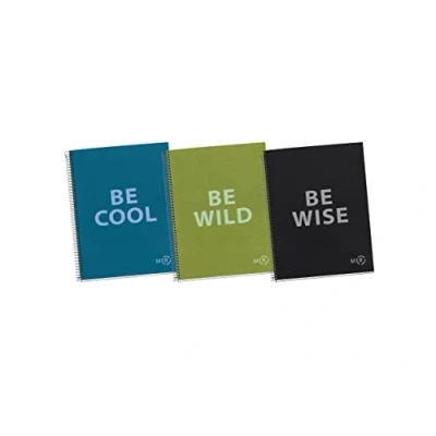 Abbildung von Miquelrius Pack 3 A4 Be Eco Notizbücher, 5 x mm Raster, 80 Blatt à 90 g/m², 1 Farbstreifen, mikroperforierte Spirale, fester Einband, Größe 210 297 und 4 Löcher für Ringe