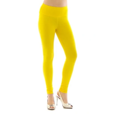 Abbildung von YESET Damen Leggings hoher Bund Lange Hose Leggins lang Baumwolle Wäsche gelb M