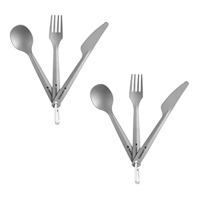 Abbildung von Navaris Besteck Set 2x Titan Camping 3tlg. Ultraleichtes Reisebesteck (1 tlg),