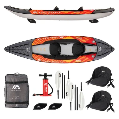 Abbildung von Aqua Marina , Kajak aufblasbar im Set für 2 Personen Memba 2022 12‘10“ Paddelboot Kanu mit Paddel, Pumpe, Rucksack 390 x 90 cm