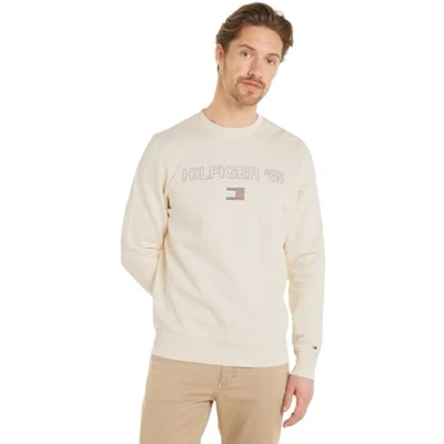 Abbildung von Tommy Hilfiger Herren Sweatshirt ohne Kapuze, Weiß (Calico), M