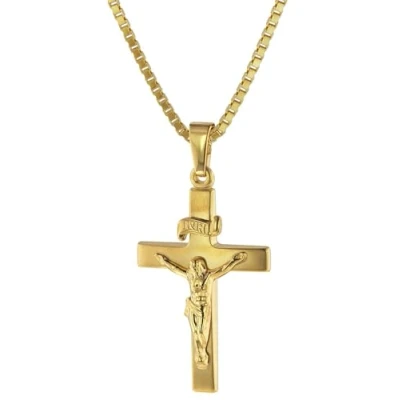 Abbildung von trendor 75286 Kruzifix 24 mm Gold 333 (8 Karat) mit Goldplattierter Kette
