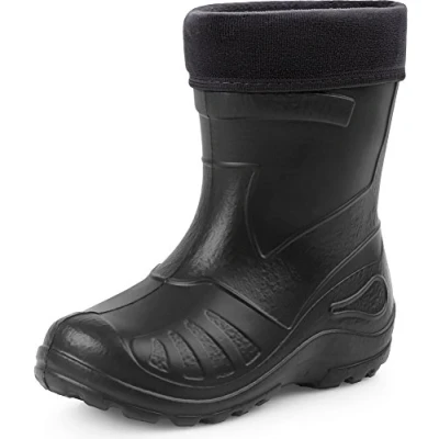 Abbildung von Ladeheid Gummistiefel Kinder federleichte und wasserdichte Eva Thermo Regenstiefel gefüttert KL050 (Schwarz, 27 EU)