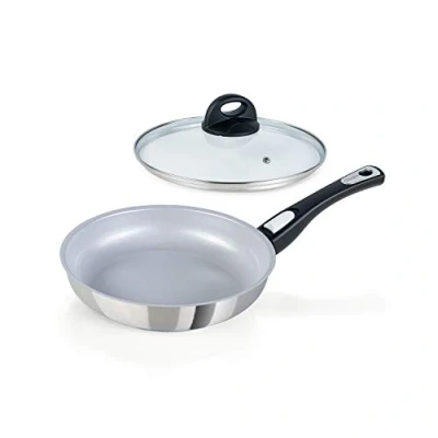 Abbildung von Genius Bratpfanne Cerafit Steel Pfanne 24 cm, Edelstahl (1 1 Deckel)