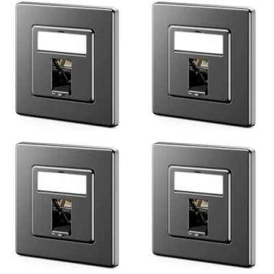 Abbildung von deleyCON 4x CAT7 Netzwerkdose 1 Port LAN Dose Anschlussdose Datendose Unterputzdose + CAT 7 Keystone Modul 45 Gewinkelter Auslass RJ45 DSL Netzwerk Patchkabel Verlegekabel Schwarz