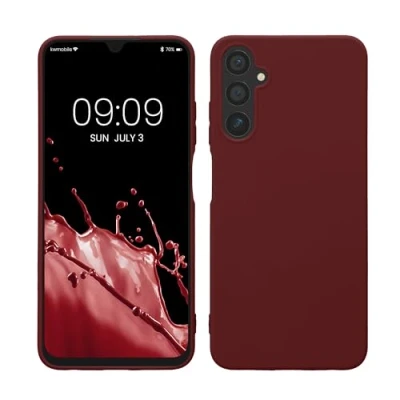 Abbildung von kwmobile Hülle kompatibel mit Samsung Galaxy A05s weiches TPU Silikon Case Cover geeignet für kabelloses Laden Bordeaux Violett