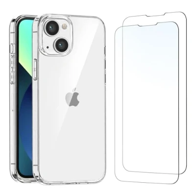 Abbildung von NEW&#039;C Hülle für iPhone 13 (6,1) Ultra Transparent Silikon Weiches TPU Gel und 2 x Panzer Schutz Glas (6,1 Zoll)