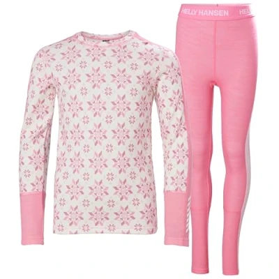Abbildung von Helly Hansen Unisex Kids JR Graphic Lifa Merino Set Base Layer Bottom, 068 Sugar PINK Snowflake AOP, 10 Years