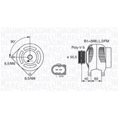 Abbildung von MAGNETI MARELLI 063731542010 Lichtmaschine 14V 90A VOLKSWAGEN: Transporter 4 Bus, Polo IV Schrägheck, Kastenwagen