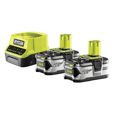 Abbildung von Ryobi Akku Set mit 2x (4,0 Ah) und Schnellladegerät, Ladezeit ca. 120 min, für ONE+ Geräte, RC18120 240