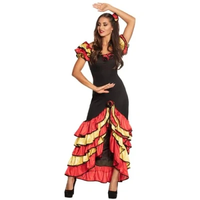 Abbildung von Boland Kostüm für Erwachsene Rumba Tänzerin, langes Kleid Damen, Spanierin, Karneval, Mottoparty, EM, WM