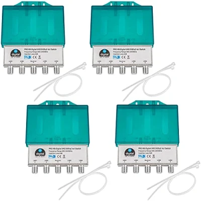 Abbildung von 4X PRO DiseqC Schalter Switch 4/1 mit Wetterschutzgehäuse HB DIGITAL SAT LNB 1 x Teilnehmer/Receiver für Full HDTV 3D 4K UHD