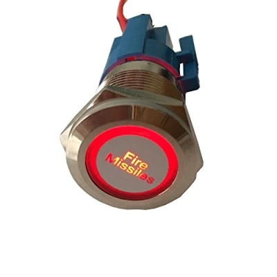 Abbildung von Mintice 19mm KFZ Kippschalter Wippschalter Druckschalter Schalter Drucktaster 12V Rot Licht Metall Fire Missiles Steckdose Stecker