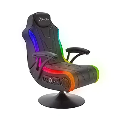 Abbildung von X Rocker MONSOON 4.1 Gaming Sessel mit LED Beleuchtung, Wireless Audiosystem und Vibrationsmotor schwarz