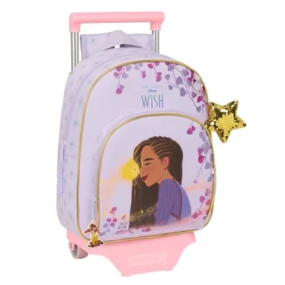 Abbildung von safta WISH Kinderrucksack mit Trolley 705, ideal für Kinder unterschiedlichen Alters, bequem und vielseitig, Qualität Widerstandsfähigkeit, 28 x 10 34 cm, Lila, Estándar, Casual