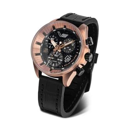 Abbildung von Vostok Europe 6S30 325E728 Herrenuhr Chronograph Solar Eclipse Schwarz/Rosé LE