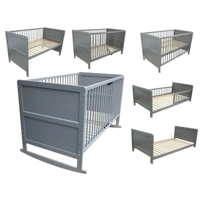 Abbildung von Micoland Kinderbett Juniorbett Beistellbett Wiege 140x70 cm 4in1 grau