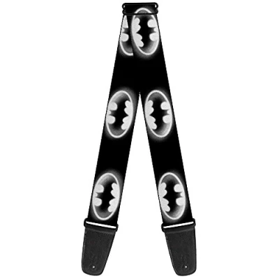 Abbildung von buckle down Gitarrengurt 34 60&quot; Cloudy Bat Signal Black/White