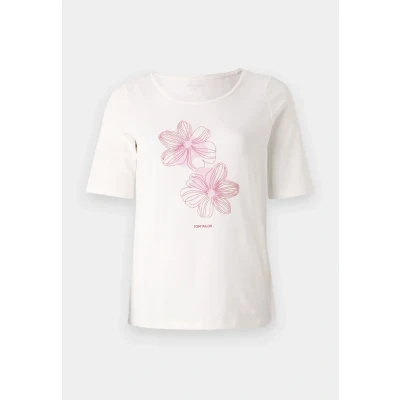 Abbildung von TOM Tailor Basic Print Tshirt print, Damen, Größe: XXS, Whisper white