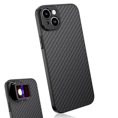 Abbildung von MOJOGEAR 17 mm Objektivhülle kompatibel mit i Phone 15 Smartphone Gehäuse Objektivhalterung — Carbon Schwarz